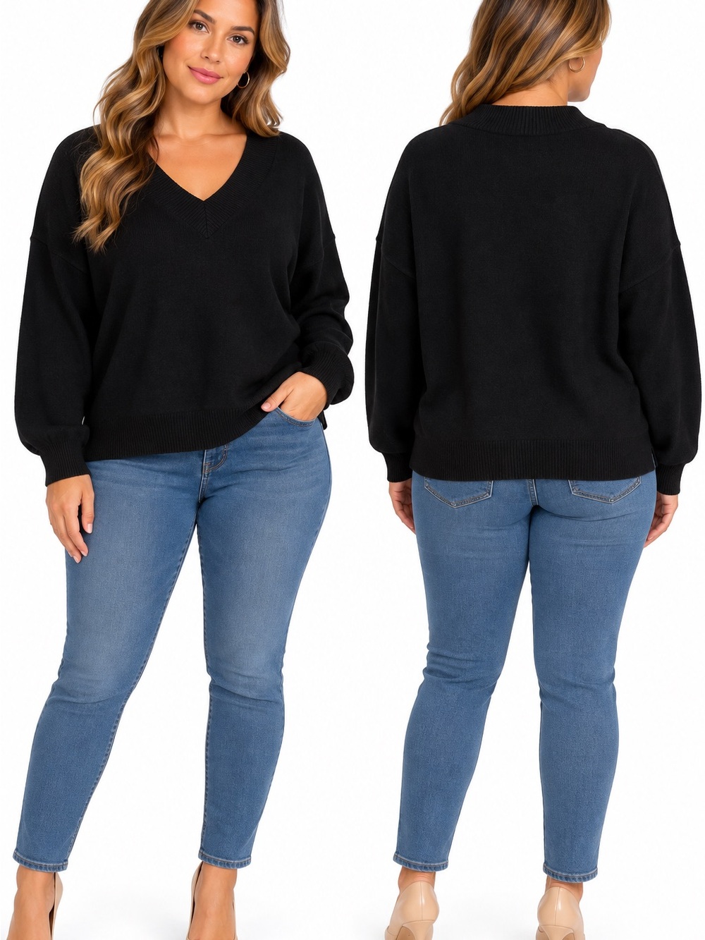 Philosophy Republic Clothing Black V-Neck Sweater XXL